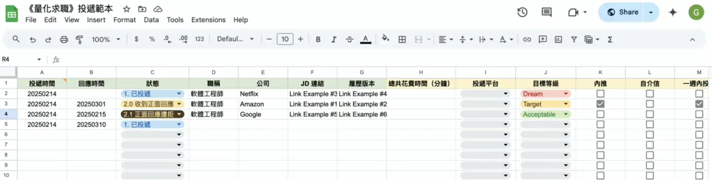 2025 海外求職投遞範本與操作說明｜量化求職核心表格——用數據追蹤求職流程、提高跨國求職面試與 Offer 機率（付費資源）